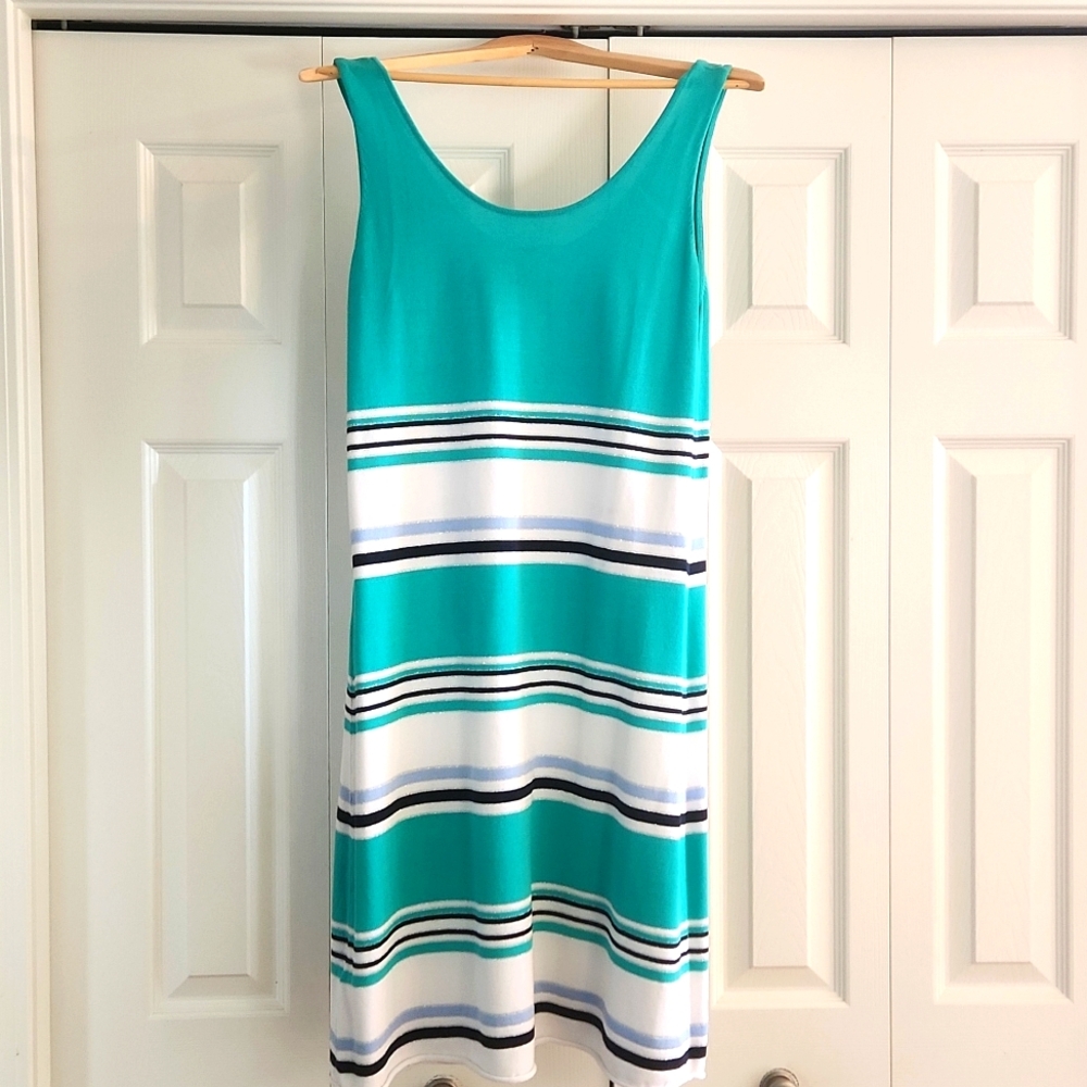 Tommy Bahama sleeveless sun dress. Sz small - medium. Knit. Green, white stripes